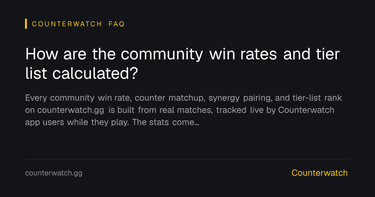 How are the community win rates and tier list calculated ...